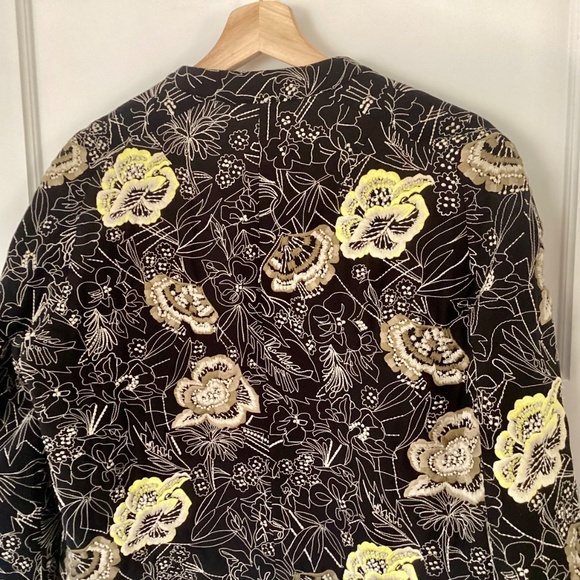French Connection Floral Embroidery Long Sleeve Open Front jacket Black Size 10 - Picture 15 of 16